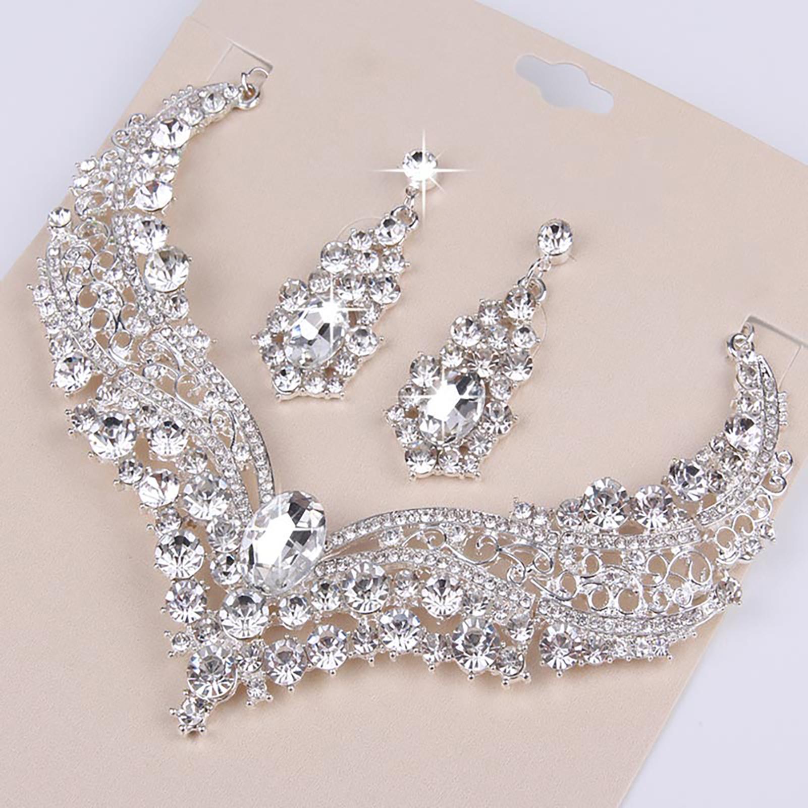 3pcs/set Rhinestone Bridal Jewelry Set Alloy Necklace And Earrings For Wedding Banquet Dresses Crystal Bridesmaid Gift
3pcs/set Rhinestone Bridal Jewelry Set Alloy Necklace And Earrings For Wedding Banquet Dresses Crystal Bridesmaid Gift