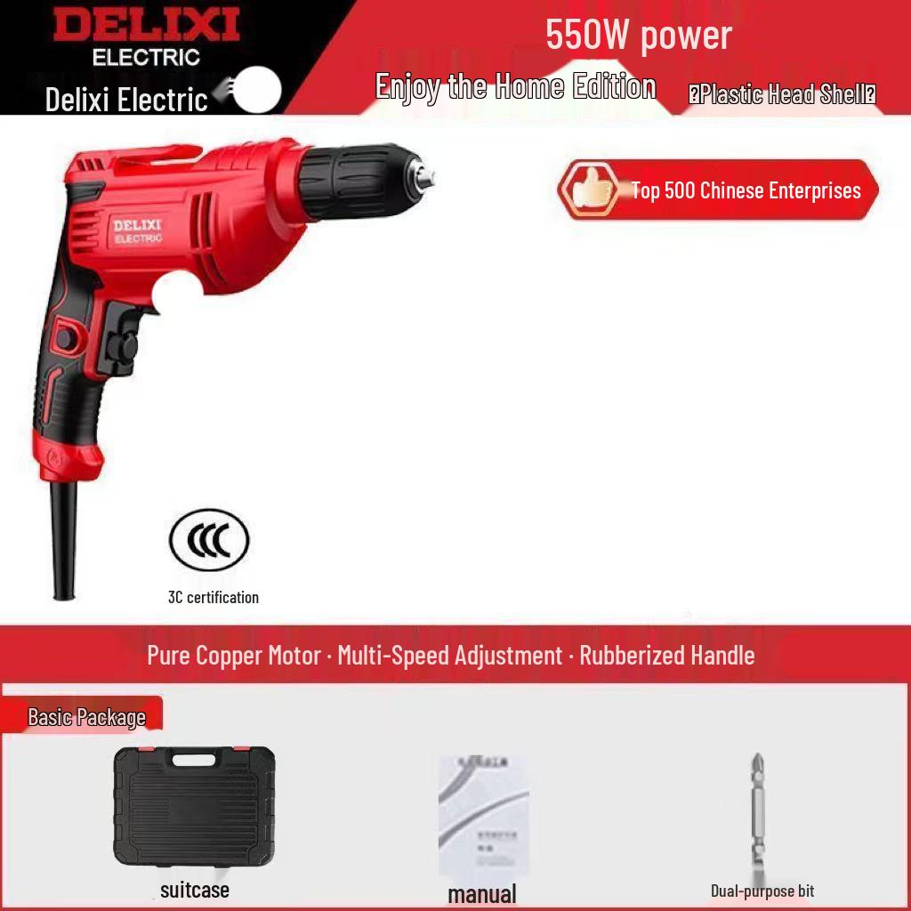 Delixi High-Power Multi-Functional Handheld Electric Hammer Drill with Corded Plug-in and Wrench Capabilities for Home Use
Delixi High-Power Multi-Functional Handheld Electric Hammer Drill with Corded Plug-in and Wrench Capabilities for Home Use