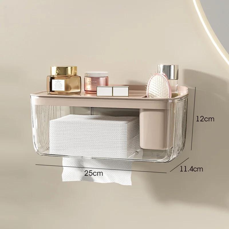 Коробки для салфеток без дырокола в туалете Настенный диспенсер для салфеток Держатели для контейнеров для туалетной бумаги Стеллажи для хранения бумажных полотенец на кухне прозрачный