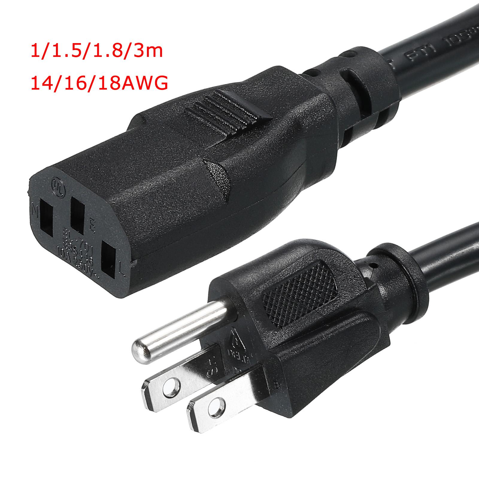 1Pcs 1-3meter 3 Prong 14/16/18AWG AC Power Cord US Plug AC Cable NEMA 5-15P to C13 Female for Laptop TV Computer Printer Monitor
1Pcs 1-3meter 3 Prong 14/16/18AWG AC Power Cord US Plug AC Cable NEMA 5-15P to C13 Female for Laptop TV Computer Printer Monitor