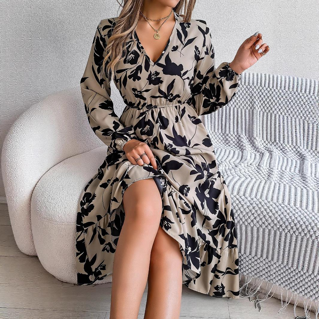 GMXIA Autumn and Winter Casual Flower-shaped Waist-cinching Long-sleeved Ruffled Dress Women s Wear L хаки
GMXIA Autumn and Winter Casual Flower-shaped Waist-cinching Long-sleeved Ruffled Dress Women s Wear L хаки