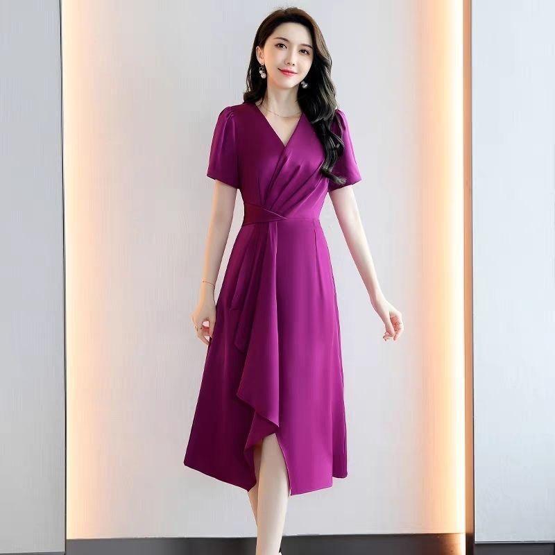 Летнее элегантное модное платье с V-образным вырезом и складками на талии, женское вечернее платье с коротким рукавом, однотонное платье с разрезом XL розы красного
Летнее элегантное модное платье с V-образным вырезом и складками на талии, женское вечернее платье с коротким рукавом, однотонное платье с разрезом XL розы красного