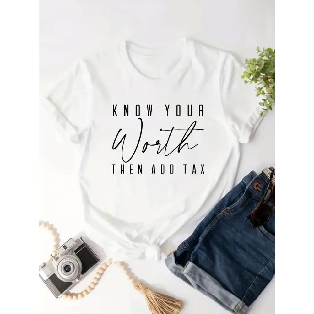 Worth Letter Print T-Shirt Short Sleeve Crew Neck Casual Top For Spring Summer Women s Clothing 3XL
Worth Letter Print T-Shirt Short Sleeve Crew Neck Casual Top For Spring Summer Women s Clothing 3XL