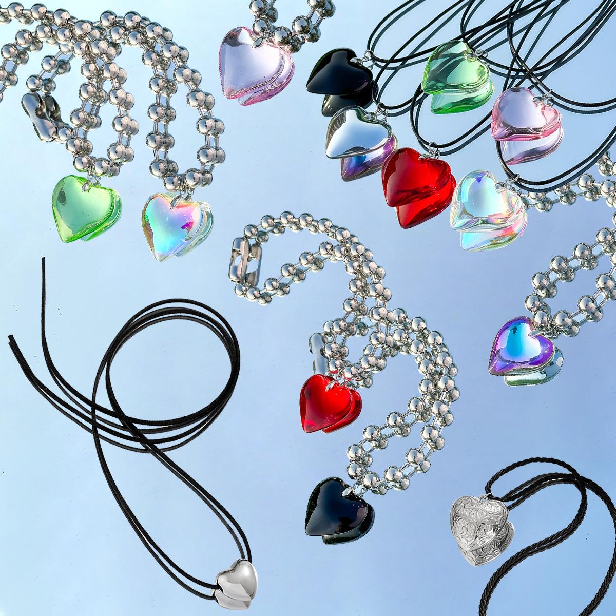 Creative round bead chain heart pendant necklace women, versatile color peach heart pattern necklace, jewelry
Creative round bead chain heart pendant necklace women, versatile color peach heart pattern necklace, jewelry