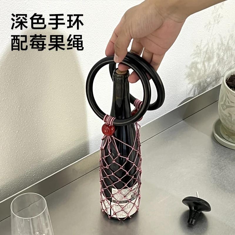 Handheld Wine Bottle Storage Bag,wooden Ring Wine Bag,hand Woven Mesh Bag Cover,Chill Relaxation Feeling,City Vacation Organizer
Handheld Wine Bottle Storage Bag,wooden Ring Wine Bag,hand Woven Mesh Bag Cover,Chill Relaxation Feeling,City Vacation Organizer