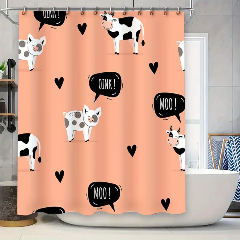 Whimsical Cow Pig Print Shower Curtain For Bathroom Decor Peach Color Waterproof Fabric With Rings (59X70 In) W60H190(CM)-1 Pcs
Whimsical Cow Pig Print Shower Curtain For Bathroom Decor Peach Color Waterproof Fabric With Rings (59X70 In) W60H190(CM)-1 Pcs