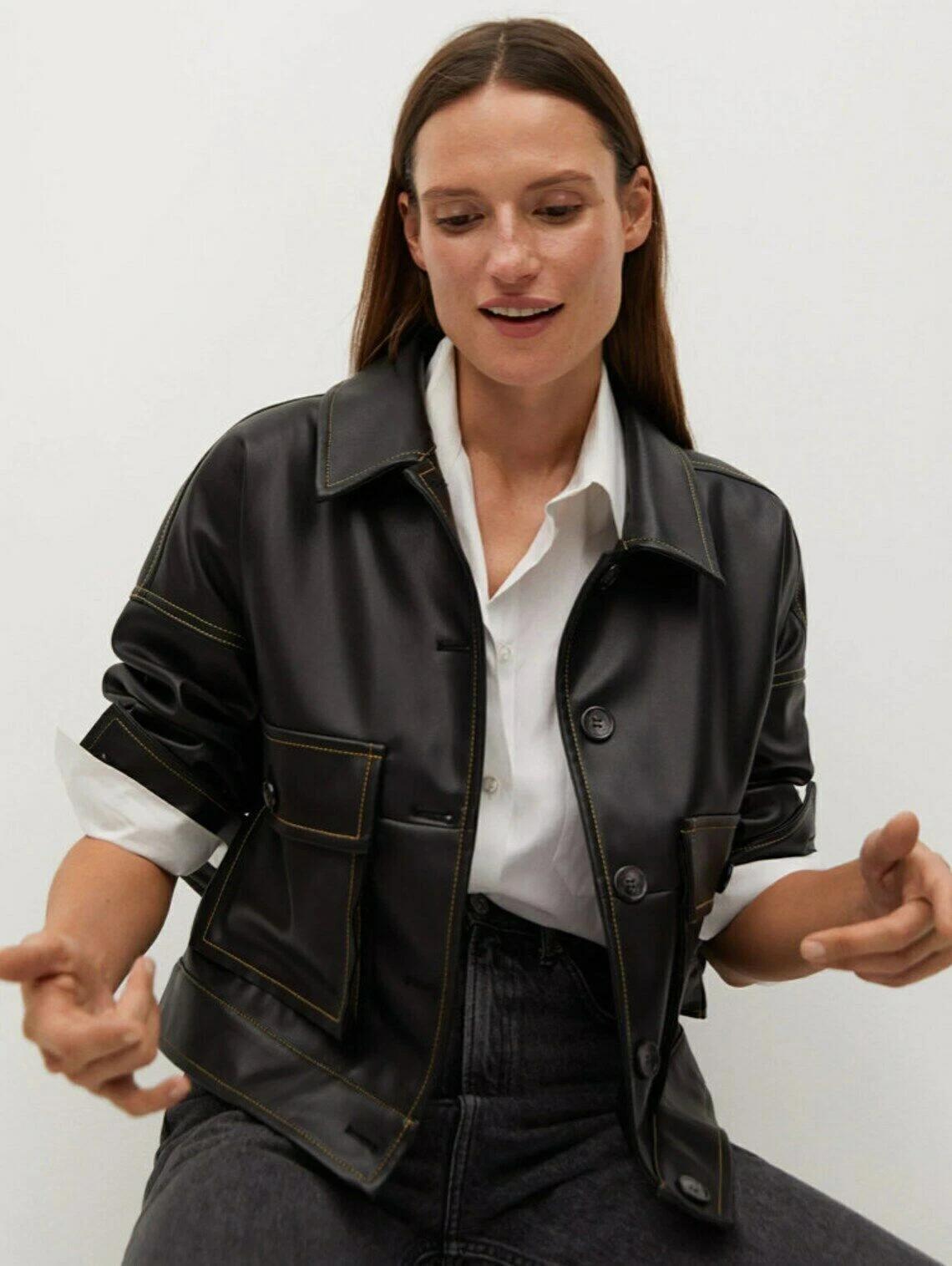 Натуральная женская мягкая овчина ручной работы стильная повседневная для вечеринок черная кожаная рубашка 3XL
Натуральная женская мягкая овчина ручной работы стильная повседневная для вечеринок черная кожаная рубашка 3XL