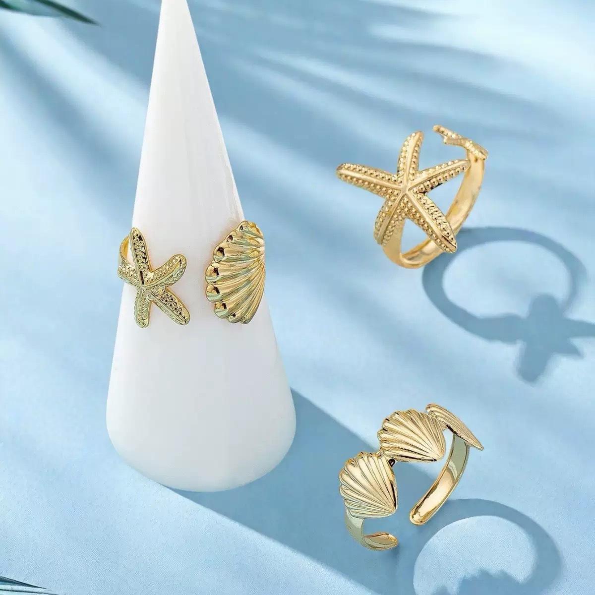 Ocean Wind Shell Ring Starfish Opening Adjustable Ring Set Niche Fashion Vacation золотий
Ocean Wind Shell Ring Starfish Opening Adjustable Ring Set Niche Fashion Vacation золотий