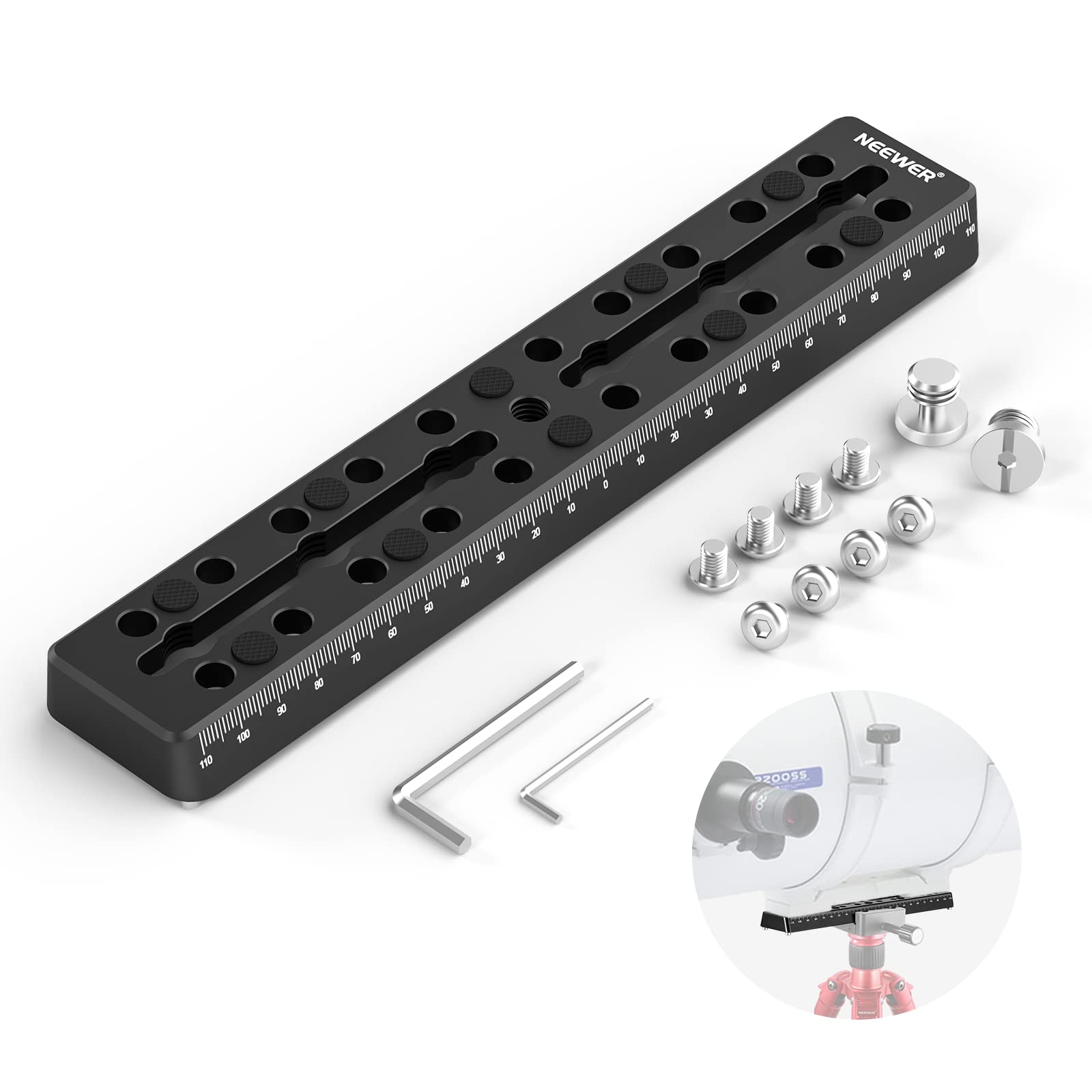 NEEWER Rail Bar Vixen Style Dovetail Plate Dovetail Plate with M6 Camera Screw Metal Mounting Plate Saddle Telescope Mount Adapter OTA for Equatorial
NEEWER Rail Bar Vixen Style Dovetail Plate Dovetail Plate with M6 Camera Screw Metal Mounting Plate Saddle Telescope Mount Adapter OTA for Equatorial