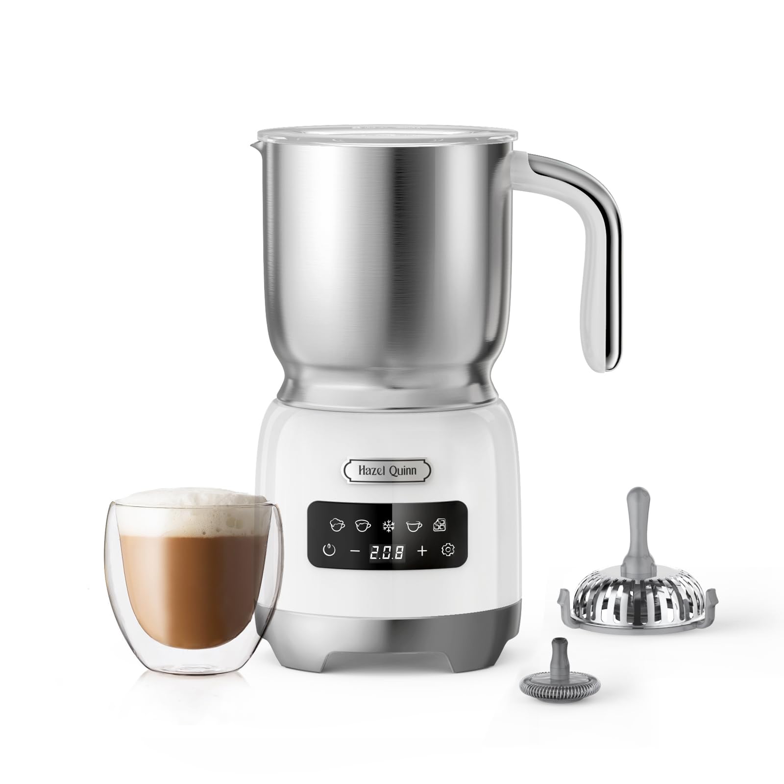 Электрический вспениватель молока Hazel Quinn, многофункциональный вспениватель молока 5-в-1, 400 мл13,5 унций, профессиональный подогреватель молока для сливок, легко моется, тихая работа, для
Электрический вспениватель молока Hazel Quinn, многофункциональный вспениватель молока 5-в-1, 400 мл13,5 унций, профессиональный подогреватель молока для сливок, легко моется, тихая работа, для