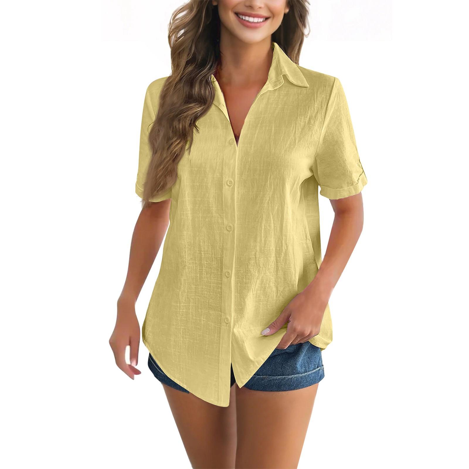 Женская однотонная повседневная рубашка-кардиган с короткими рукавами и лацканами XXL жёлтый
Женская однотонная повседневная рубашка-кардиган с короткими рукавами и лацканами XXL жёлтый