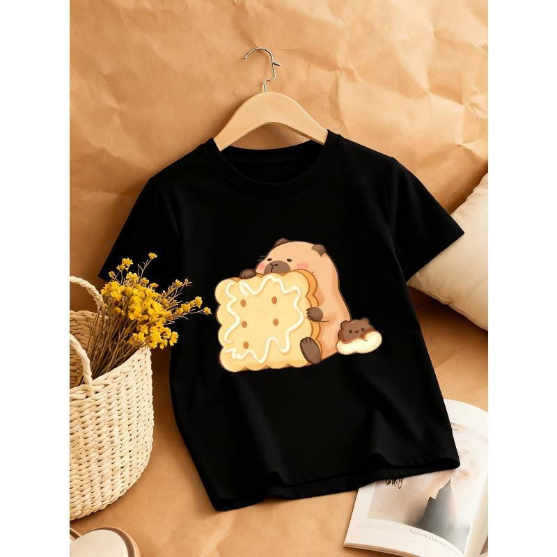 European sizes Capybara Holding Cute Print Girls Round Neck T-Shirt, Casual and Comfortable Style, Perfect for Sweet Girls 98cm чёрный
European sizes Capybara Holding Cute Print Girls Round Neck T-Shirt, Casual and Comfortable Style, Perfect for Sweet Girls 98cm чёрный