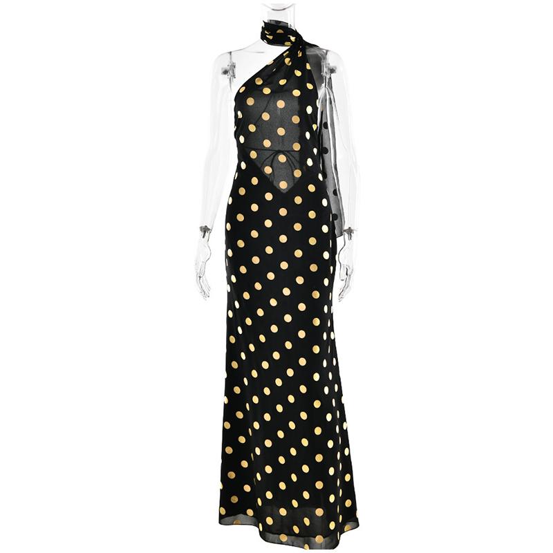 Сексуальное платье с воротником-шарфом, открытой спиной, высоким разрезом, облегающее вечернее платье для клуба, женское элегантное летнее платье без рукавов в горошек L чёрный
Сексуальное платье с воротником-шарфом, открытой спиной, высоким разрезом, облегающее вечернее платье для клуба, женское элегантное летнее платье без рукавов в горошек L чёрный