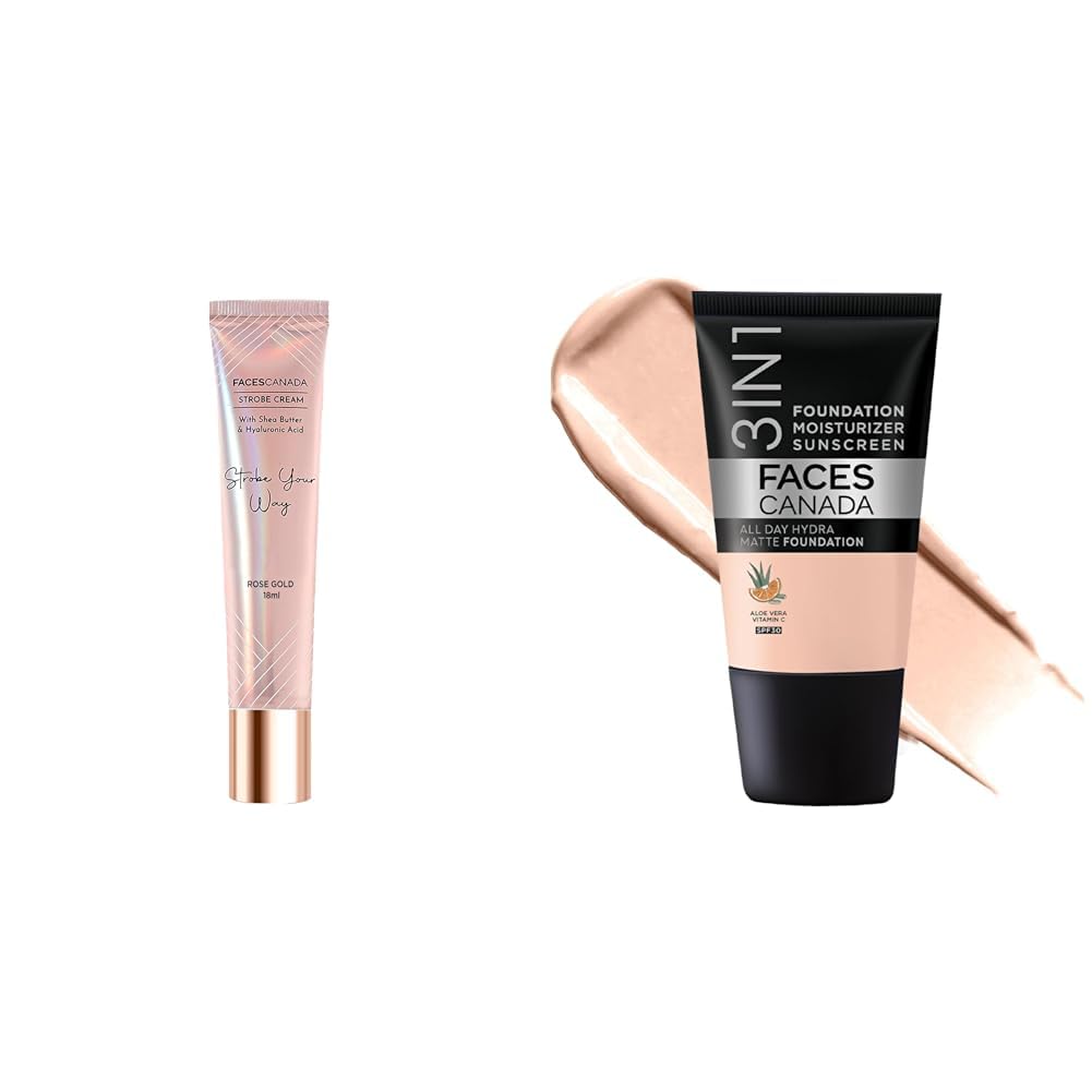FACESCANADA Airbrushed Shine Полный набор - Стойкий увлажняющий матовый тональный крем на весь день - Розовый слоновой кости 011 (18мл) + Strobe Cream - розовое золото (18мл) | Освещ
FACESCANADA Airbrushed Shine Полный набор - Стойкий увлажняющий матовый тональный крем на весь день - Розовый слоновой кости 011 (18мл) + Strobe Cream - розовое золото (18мл) | Освещ