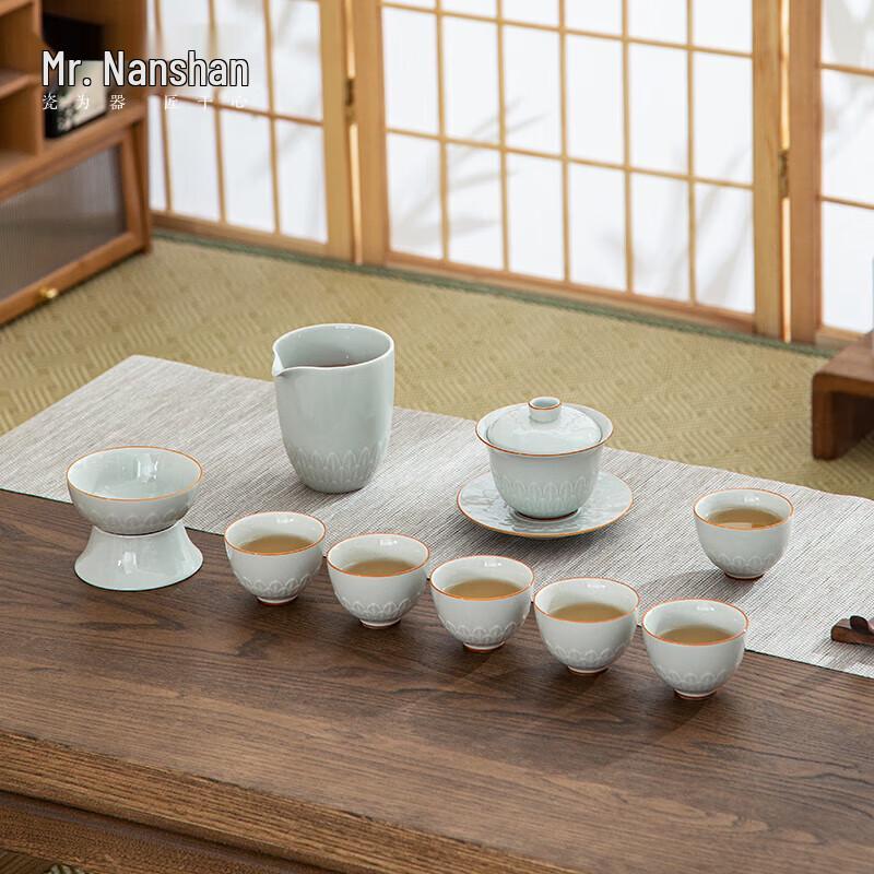 Mr. Nanshan Ceramic Gongfu Tea Set - Lotus Petal Gaiwan (9-Piece)
Mr. Nanshan Ceramic Gongfu Tea Set - Lotus Petal Gaiwan (9-Piece)