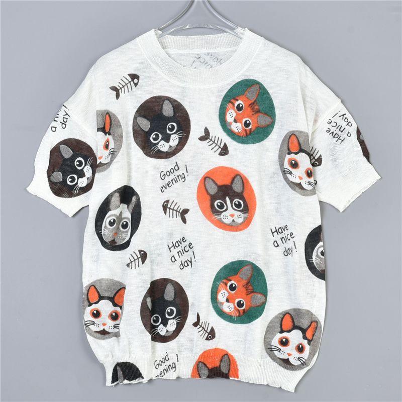 Cartoon Print Fine Woven T-shirt Female 312l78169 round Neck Pullover Loose Plaid Summer Cool Short Sleeve Tops 2 White. All yards
Cartoon Print Fine Woven T-shirt Female 312l78169 round Neck Pullover Loose Plaid Summer Cool Short Sleeve Tops 2 White. All yards