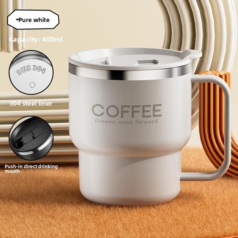 Кружка для кофе из нержавеющей стали 304 с крышкой, дорожная чашка с двойными стенками, непроливающаяся и герметичная, элегантная кофейная чашка 400ml белый
Кружка для кофе из нержавеющей стали 304 с крышкой, дорожная чашка с двойными стенками, непроливающаяся и герметичная, элегантная кофейная чашка 400ml белый