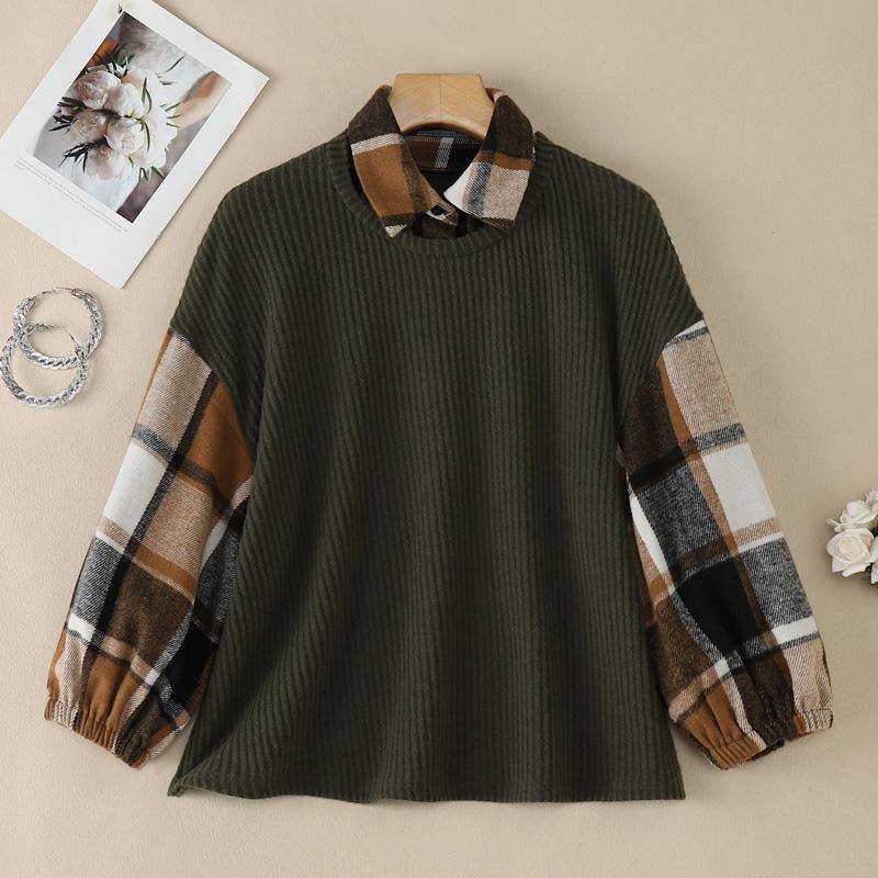 ZANZEA Women Casual Turn Down Collar Long Sleeve Plaid Print Patchwork Vintage T-Shirts 3XL армія зелений колір
ZANZEA Women Casual Turn Down Collar Long Sleeve Plaid Print Patchwork Vintage T-Shirts 3XL армія зелений колір