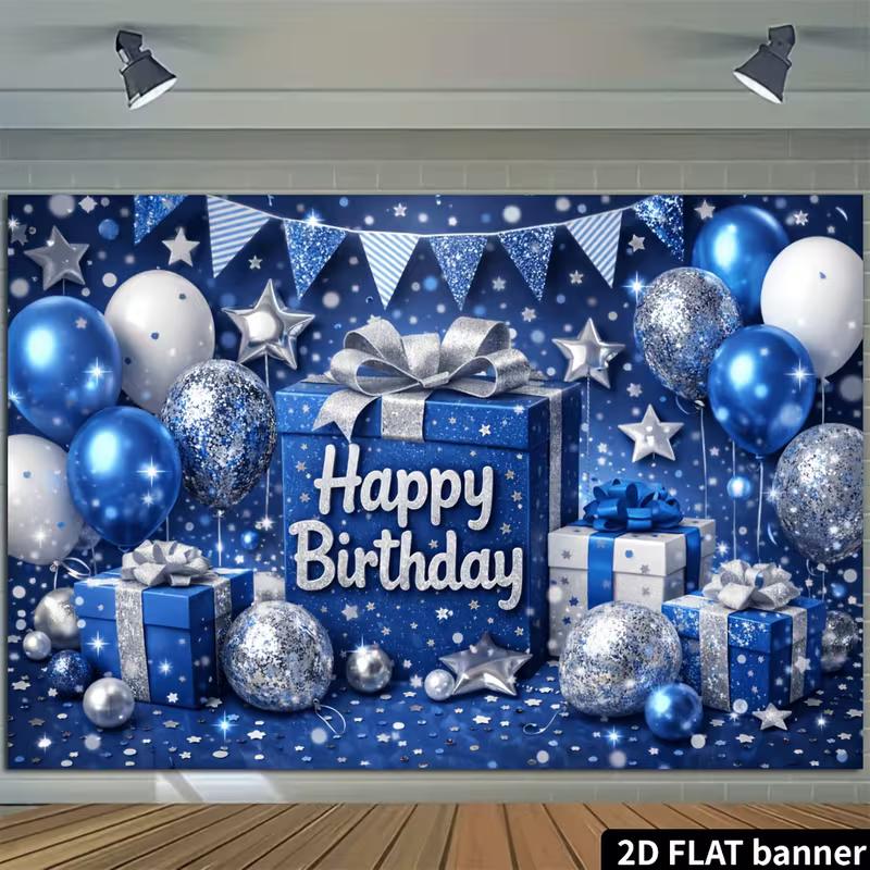 2D Cool Blue Glitter Confetti Happy Birthday Backdrop Banner with Pennant Flags 47.2x31.5inch/120*80cm
2D Cool Blue Glitter Confetti Happy Birthday Backdrop Banner with Pennant Flags 47.2x31.5inch/120*80cm