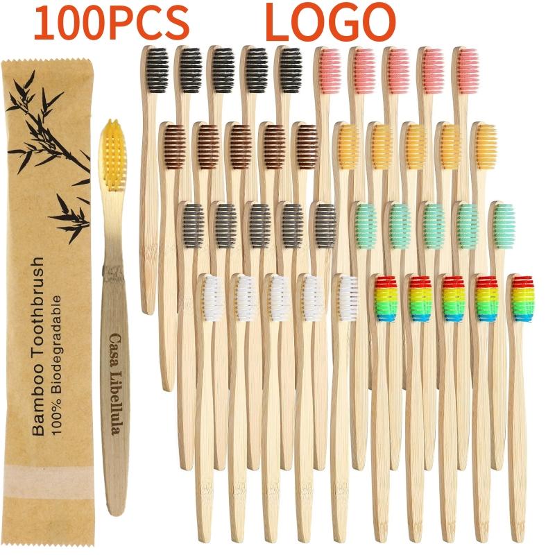 100 Pcs Biodegradable Eco-Friendly Natural Bamboo Charcoal Toothbrushes Soft Bristle Travel Wooden Manual Toothbrush Laser LOGO
100 Pcs Biodegradable Eco-Friendly Natural Bamboo Charcoal Toothbrushes Soft Bristle Travel Wooden Manual Toothbrush Laser LOGO