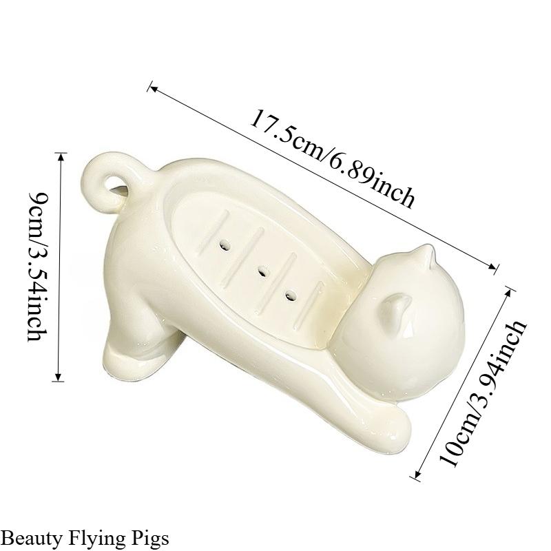 Ceramic Cat Soap Dish Cartoon Soap Storage Box Ceramic Premium Drain Soap Box Handwashing Table Ornament with Drainage Holes
Ceramic Cat Soap Dish Cartoon Soap Storage Box Ceramic Premium Drain Soap Box Handwashing Table Ornament with Drainage Holes