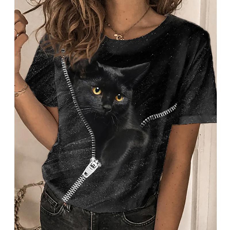 Women Summer T Shirt Trend Kitten Print Retro Fashion Short Sleeve Tees Casual Printed Tops XS
Women Summer T Shirt Trend Kitten Print Retro Fashion Short Sleeve Tees Casual Printed Tops XS