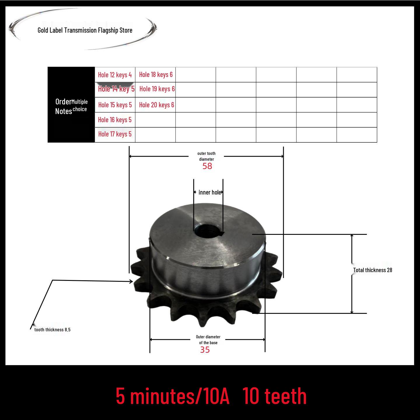 Custom 5-Point 10A Sprocket and Gear Chain Combo Collection
Custom 5-Point 10A Sprocket and Gear Chain Combo Collection