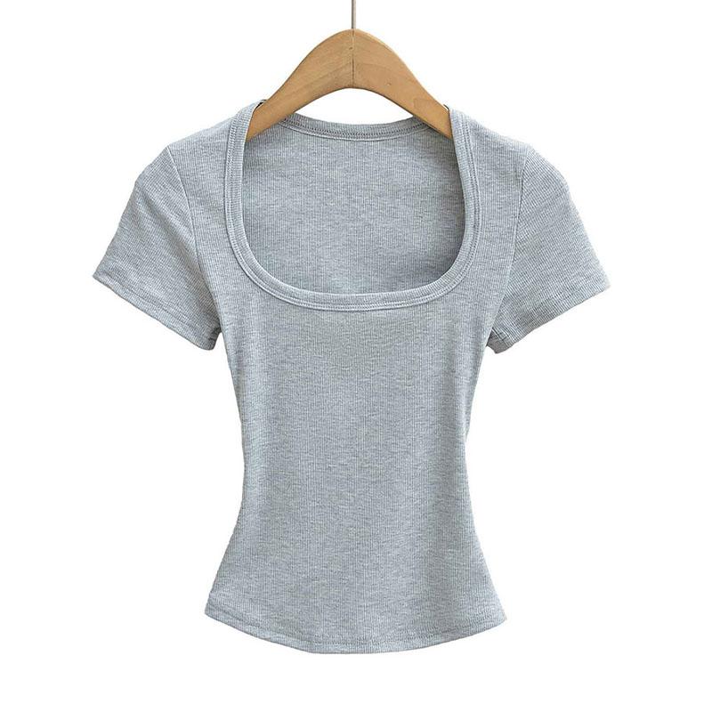 Square Collar High Stretch Summer Crop Tops Women Short Sleeve Tops Sexy Pullover Bottoming Blouses Slim T-shirt S
Square Collar High Stretch Summer Crop Tops Women Short Sleeve Tops Sexy Pullover Bottoming Blouses Slim T-shirt S