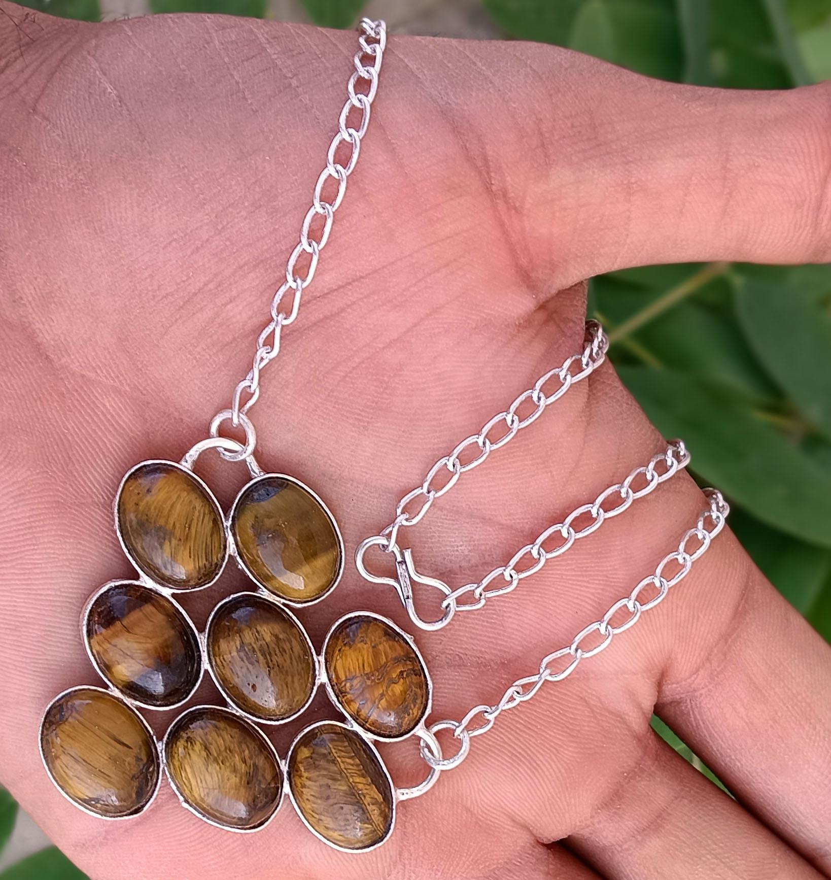 Natural Tiger s Eye Gemstone 925 Sterling Silver Plated Women Fashion Necklace Jewelry For Gift m жовтий
Natural Tiger s Eye Gemstone 925 Sterling Silver Plated Women Fashion Necklace Jewelry For Gift m жовтий