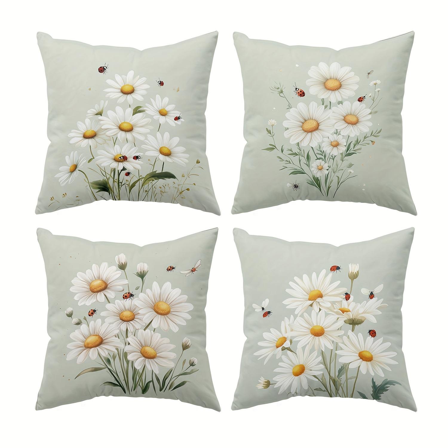 4 Pack Cushion Covers 45x45cm Botanical Daisy Print with Ladybirds and Insects on Soft Sage Green for Living Room Decor 35x35cm 4pcs
4 Pack Cushion Covers 45x45cm Botanical Daisy Print with Ladybirds and Insects on Soft Sage Green for Living Room Decor 35x35cm 4pcs