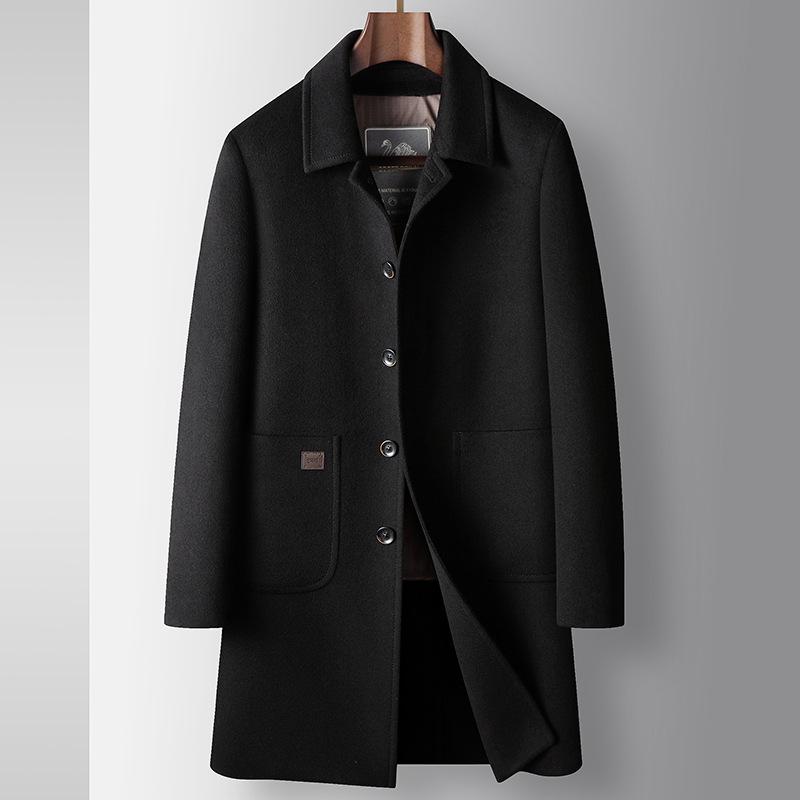 Осенне-зимняя куртка с длинными и средними лацканами для людей среднего возраста и молодежи, деловая, с подкладкой из гусиного пуха, двусторонняя шерстяная термокуртка 195 чёрный
Осенне-зимняя куртка с длинными и средними лацканами для людей среднего возраста и молодежи, деловая, с подкладкой из гусиного пуха, двусторонняя шерстяная термокуртка 195 чёрный