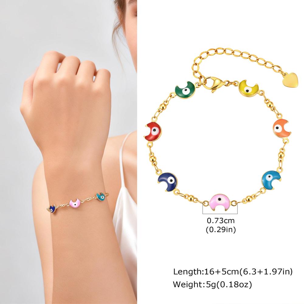 Evil Eye Bracelet for Women Colorful Enamel Moon Shaped Chain Lucky Charm Ankle Bracelet Trendy Summer Beach Foot Jewelry Gift
Evil Eye Bracelet for Women Colorful Enamel Moon Shaped Chain Lucky Charm Ankle Bracelet Trendy Summer Beach Foot Jewelry Gift