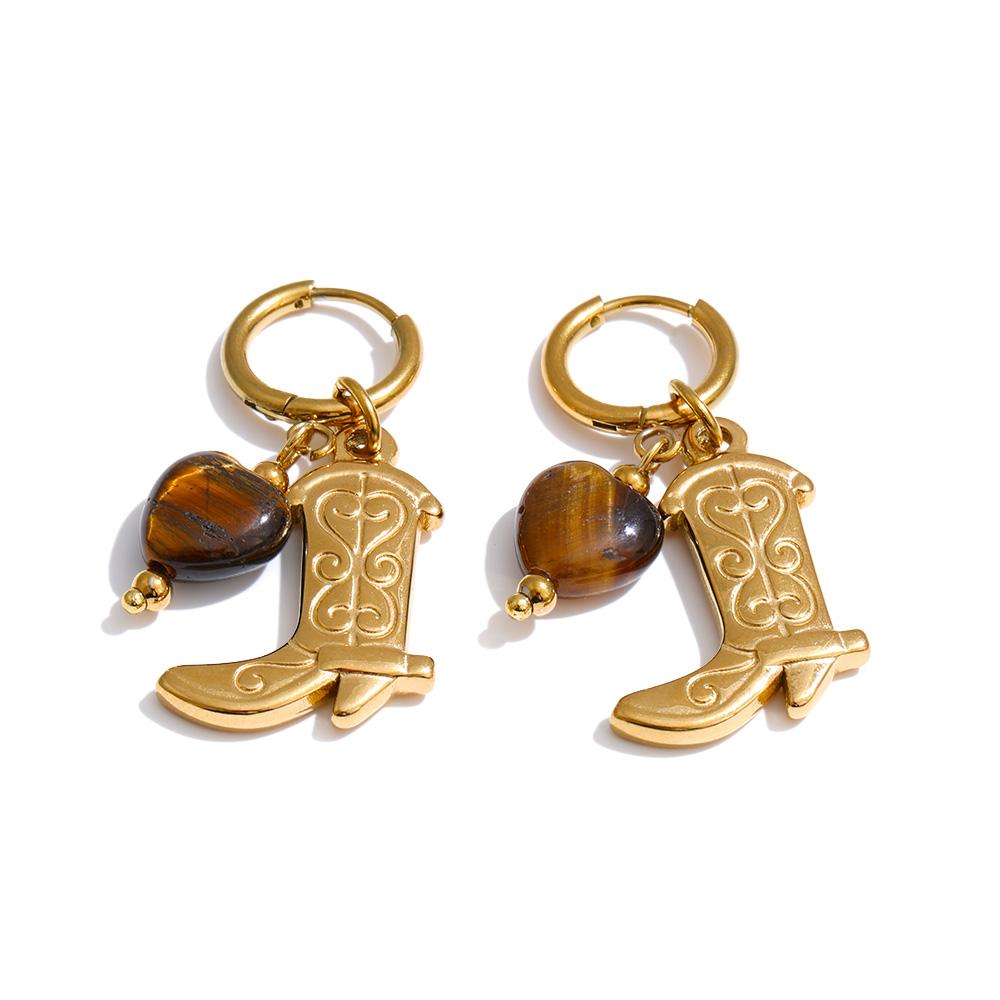 Yhpup Natural Tiger Stone Boots Shoes Pendant Drop Hoop Earrings Stainless Steel Charm Vintage Fashion Jewelry Prevent Allergy
Yhpup Natural Tiger Stone Boots Shoes Pendant Drop Hoop Earrings Stainless Steel Charm Vintage Fashion Jewelry Prevent Allergy