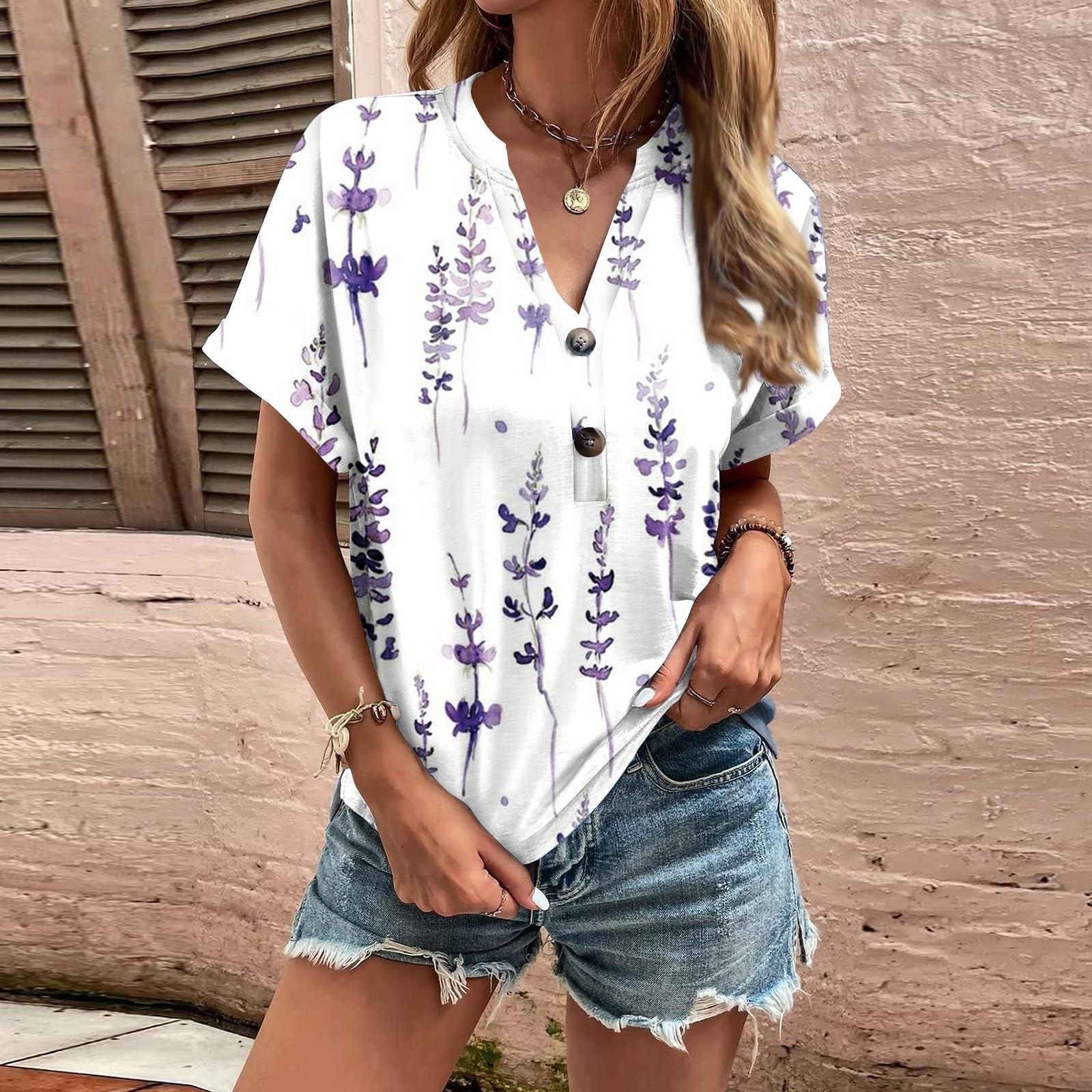 Модные женские свободные летние простые повседневные топы с V-образным вырезом и пуговицами с короткими рукавами S фиолетовый
Модные женские свободные летние простые повседневные топы с V-образным вырезом и пуговицами с короткими рукавами S фиолетовый