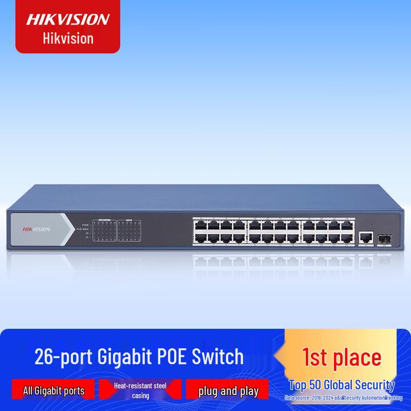 Hikvision 26-Port Gigabit PoE Unmanaged Network Switch
Hikvision 26-Port Gigabit PoE Unmanaged Network Switch