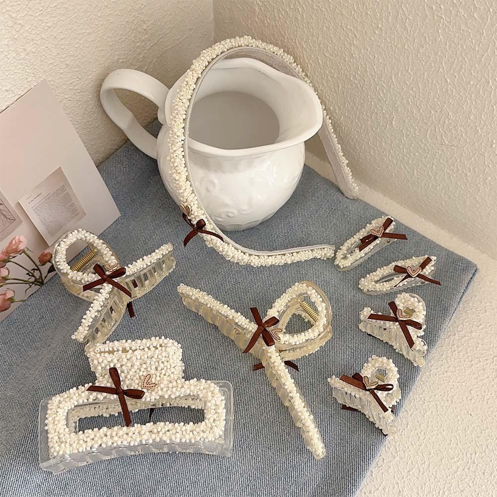Pearl love bow hairpin rice bead weaving beige series grab clip literary light luxury hair accessories
Pearl love bow hairpin rice bead weaving beige series grab clip literary light luxury hair accessories