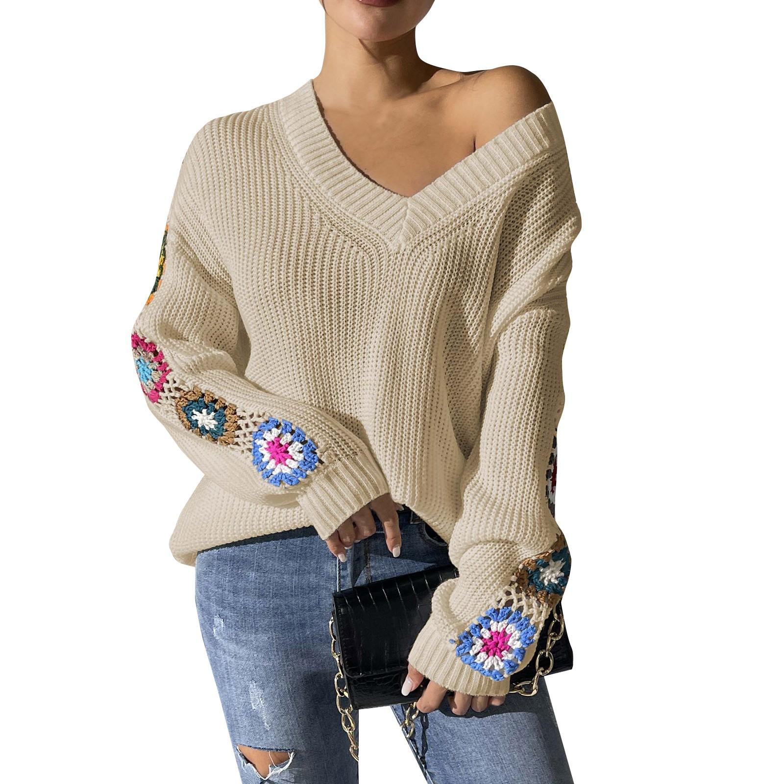 Жіночий повсякденний осінньо-зимовий пуловер з довгими рукавами в’язаний ручним гачком з квітами у стилі печворк з V-подібним вирізом M
Жіночий повсякденний осінньо-зимовий пуловер з довгими рукавами в’язаний ручним гачком з квітами у стилі печворк з V-подібним вирізом M