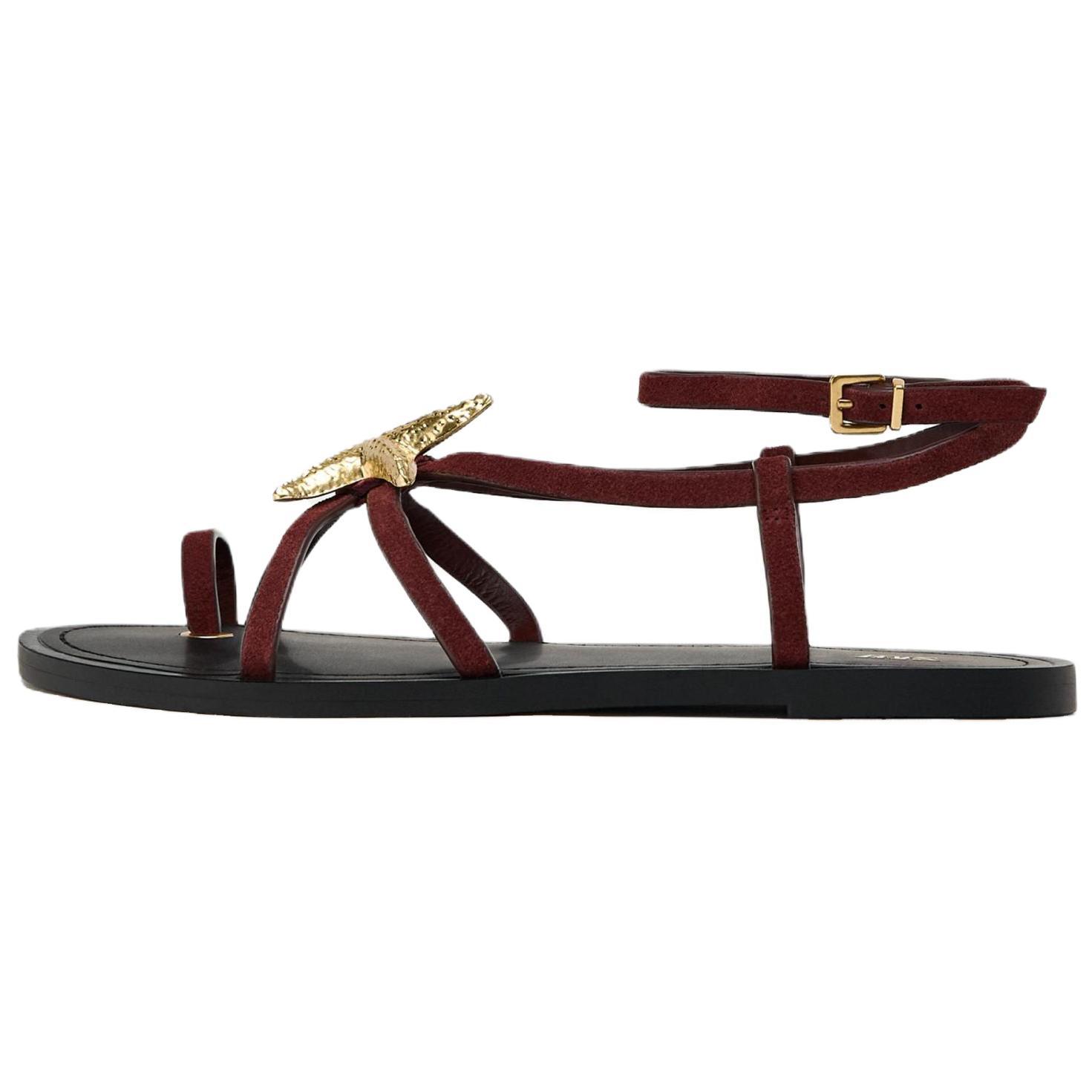 Zara Легкі Жіночі Шкіряні Сандалії на Пласкій Підошві з Металевими Акцентами Винтажні Бордові 12610510022 38
Zara Легкі Жіночі Шкіряні Сандалії на Пласкій Підошві з Металевими Акцентами Винтажні Бордові 12610510022 38