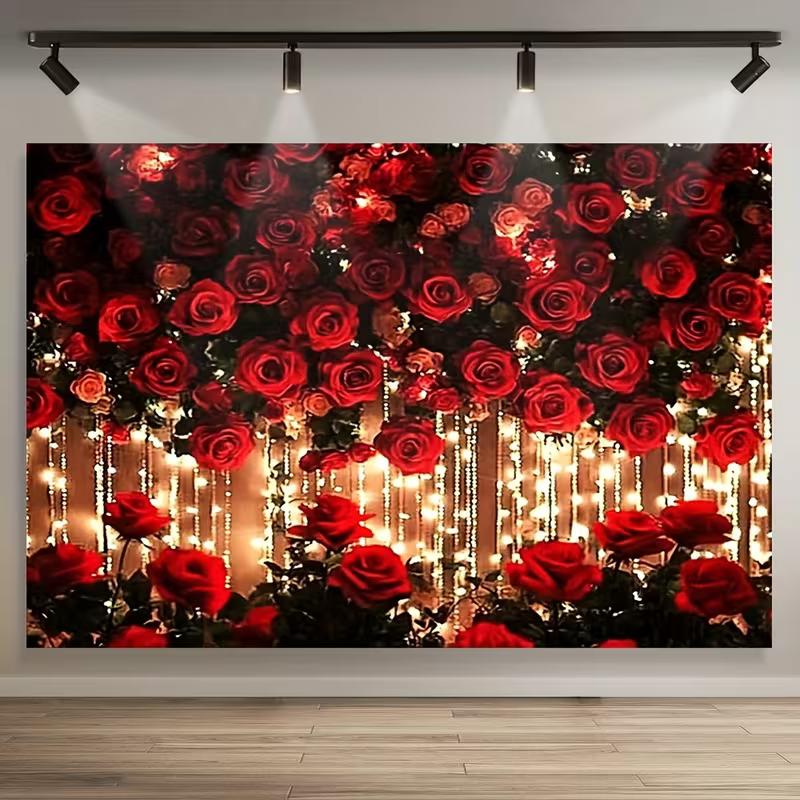 2D Romantic Red Rose Background Banner, Red Roses & Glowing String Lights for Party Decor 47.2x31.5inch/120*80cm
2D Romantic Red Rose Background Banner, Red Roses & Glowing String Lights for Party Decor 47.2x31.5inch/120*80cm