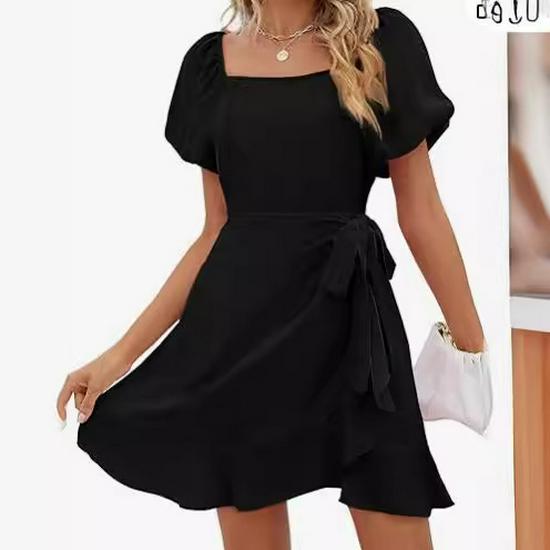 2024 Women s Square Neck Puff Sleeve Summer Dress with Lace-up Waist Medium темно-синього кольору
2024 Women s Square Neck Puff Sleeve Summer Dress with Lace-up Waist Medium темно-синього кольору