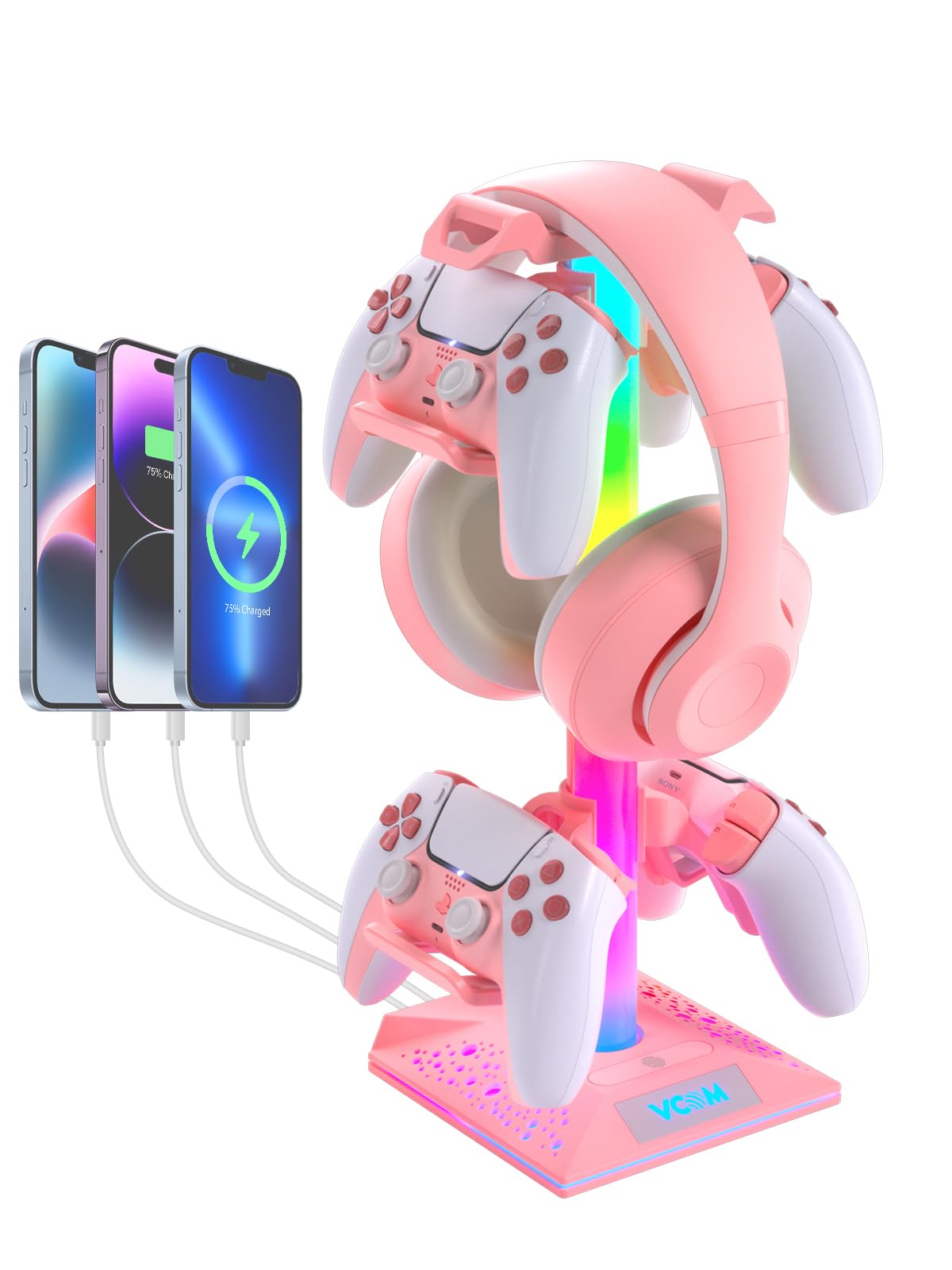 VCOM Upgraded Headphone Multifunctional 7 Color Equipped with 2 USB A Ports and 1 USB C Game Controller Storage Space For Easy Headphone Hanger Stand, розовый
VCOM Upgraded Headphone Multifunctional 7 Color Equipped with 2 USB A Ports and 1 USB C Game Controller Storage Space For Easy Headphone Hanger Stand, розовый
