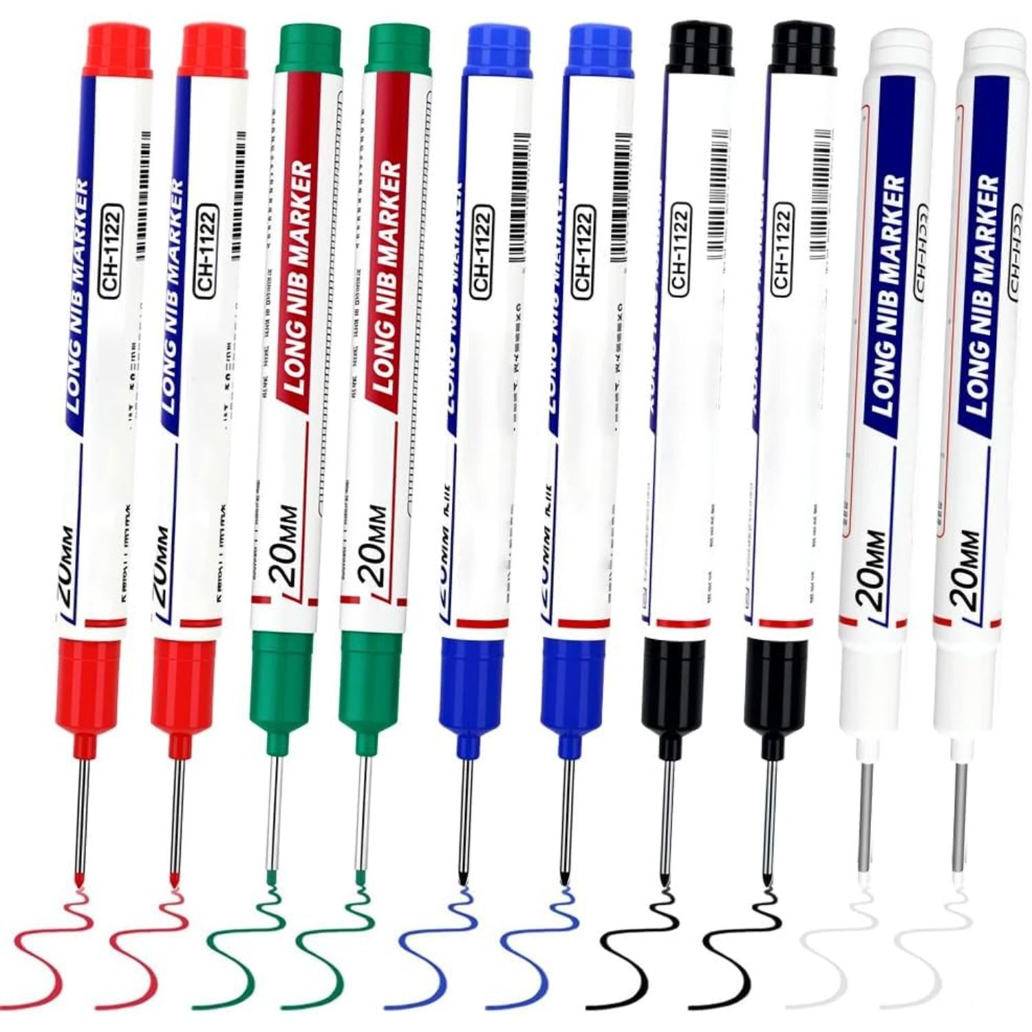 10pcs Long Head Deep Hole Marker Pens, Waterproof Construction Markers for Woodworking, Metal, 20mm Deep Reach Permanent Ink Markers, Quick-Dry 10-Pack різнокольоровий
10pcs Long Head Deep Hole Marker Pens, Waterproof Construction Markers for Woodworking, Metal, 20mm Deep Reach Permanent Ink Markers, Quick-Dry 10-Pack різнокольоровий