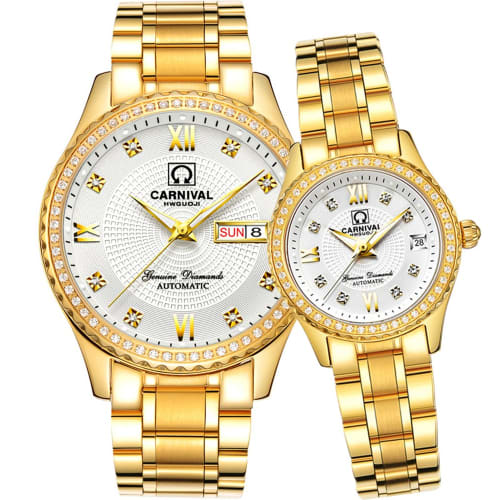 Carnival Couple s Watches, Automatic, Luminous Hands, Calendar, Gold/White
Carnival Couple s Watches, Automatic, Luminous Hands, Calendar, Gold/White