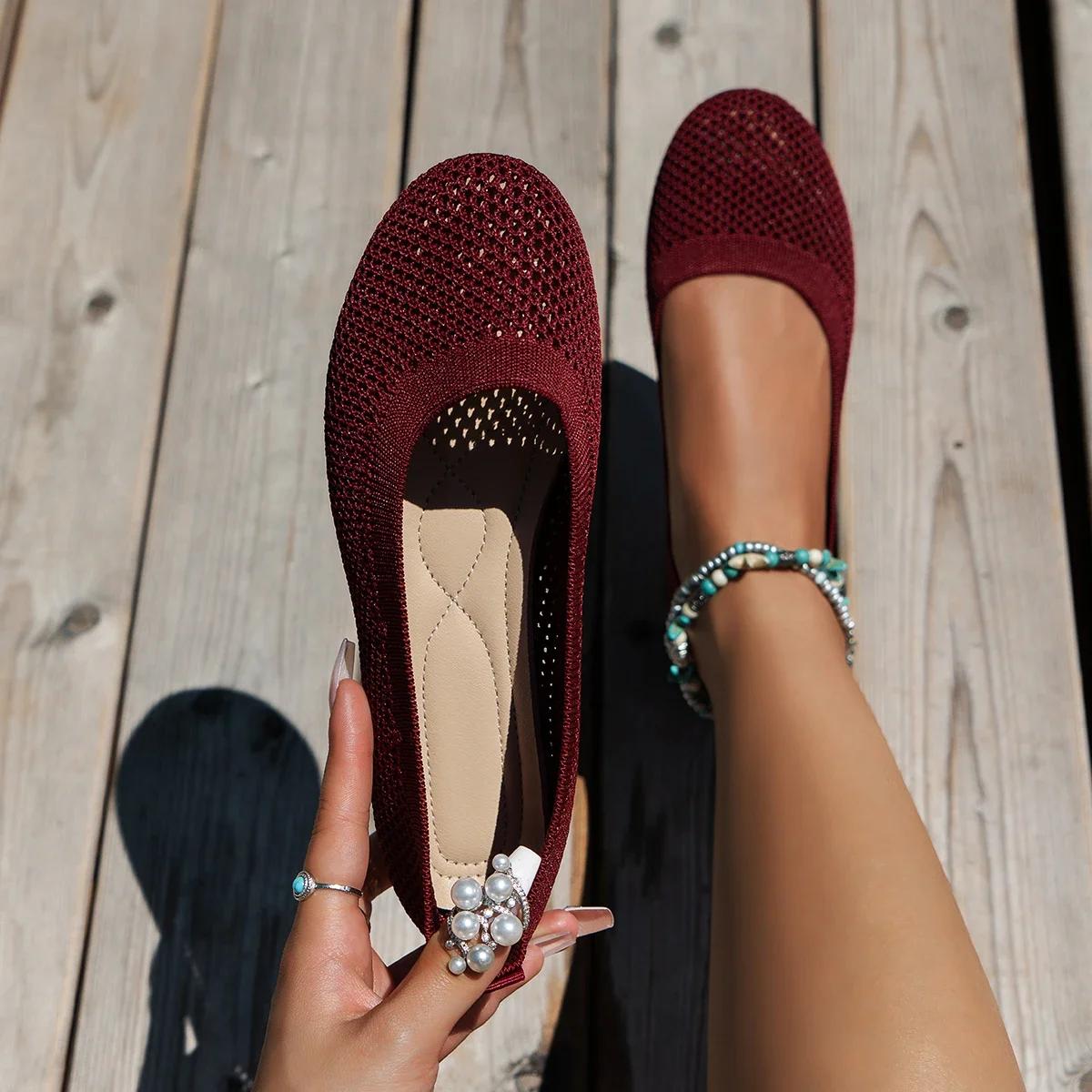 Fashion Women Flats Shoes Round Toe Sneakers Women Loafers Knitted Slip on Casual Breathable Ballet Flats Woman Mesh Lolita Flat Shoes 36
Fashion Women Flats Shoes Round Toe Sneakers Women Loafers Knitted Slip on Casual Breathable Ballet Flats Woman Mesh Lolita Flat Shoes 36
