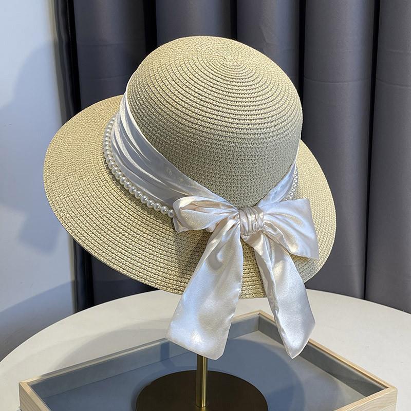 Стиль Шляпа Французская Соломенная Плетеная Ретро Элегантная Женская Шляпа от Солнца с Большими Полями бежевый