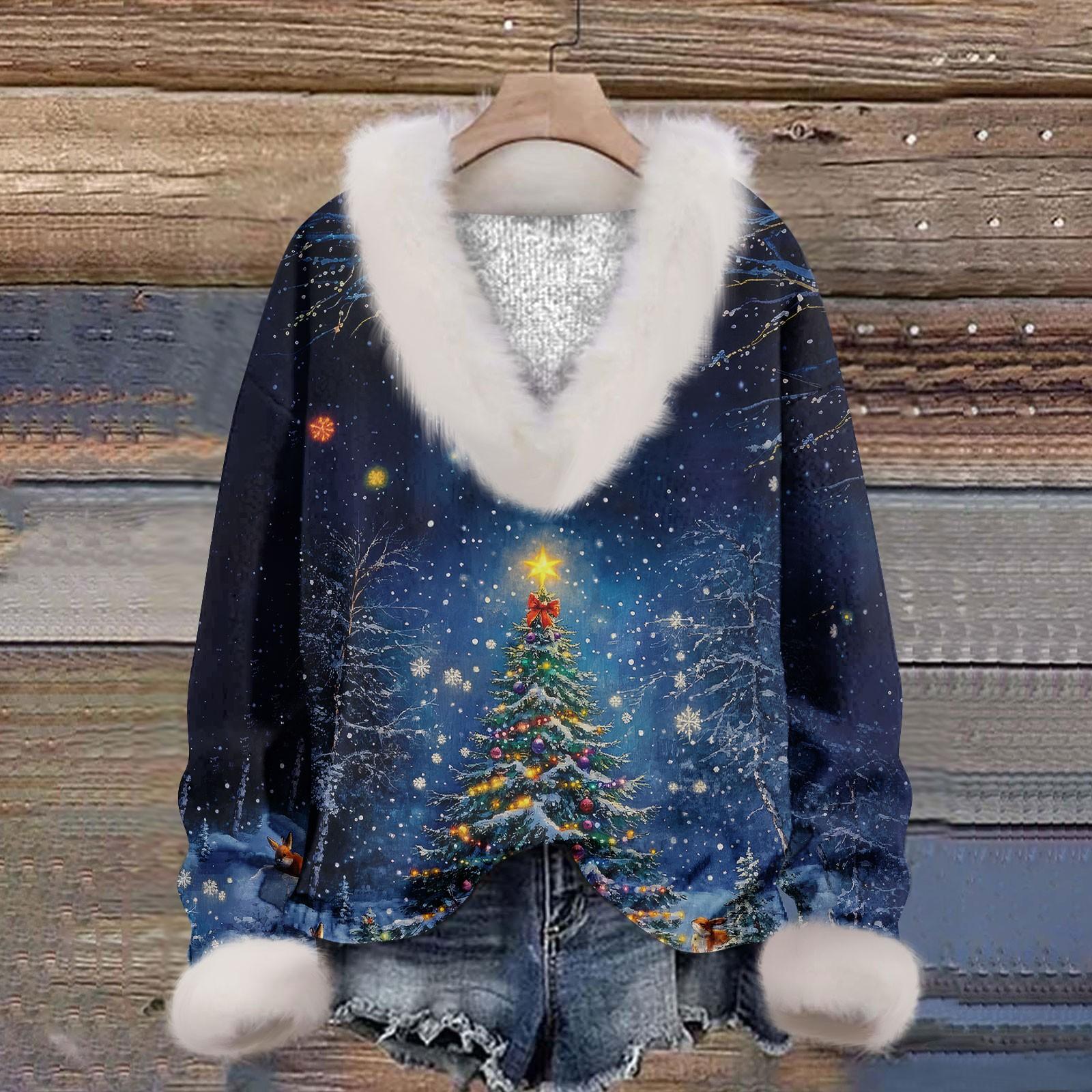 Женская мода повседневный рождественский принт с длинным рукавом и V-образным вырезом пуловер для волос XL синий
Женская мода повседневный рождественский принт с длинным рукавом и V-образным вырезом пуловер для волос XL синий