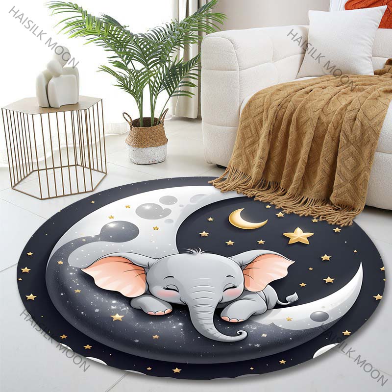 Multiple sizes Elephant sleeping on moon Print Round Carpet Living Room Bedroom Table Chair Sofa Decorative Carpet Luxury gifts Diameter -60cm
Multiple sizes Elephant sleeping on moon Print Round Carpet Living Room Bedroom Table Chair Sofa Decorative Carpet Luxury gifts Diameter -60cm