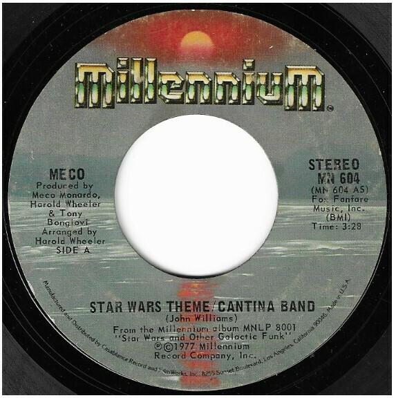 7inch Record MECO MONARDO - Star Wars Theme/Cantina Band MN604 Millennium 1977 US Soul/Funk Used
7inch Record MECO MONARDO - Star Wars Theme/Cantina Band MN604 Millennium 1977 US Soul/Funk Used