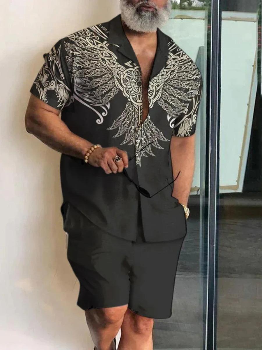 Men s Summer Short Sleeve Shirt And Shorts Set Vintage Cashew Nut Printed T-shirt Men s Street Hawaiian Style Temperament Set S
Men s Summer Short Sleeve Shirt And Shorts Set Vintage Cashew Nut Printed T-shirt Men s Street Hawaiian Style Temperament Set S