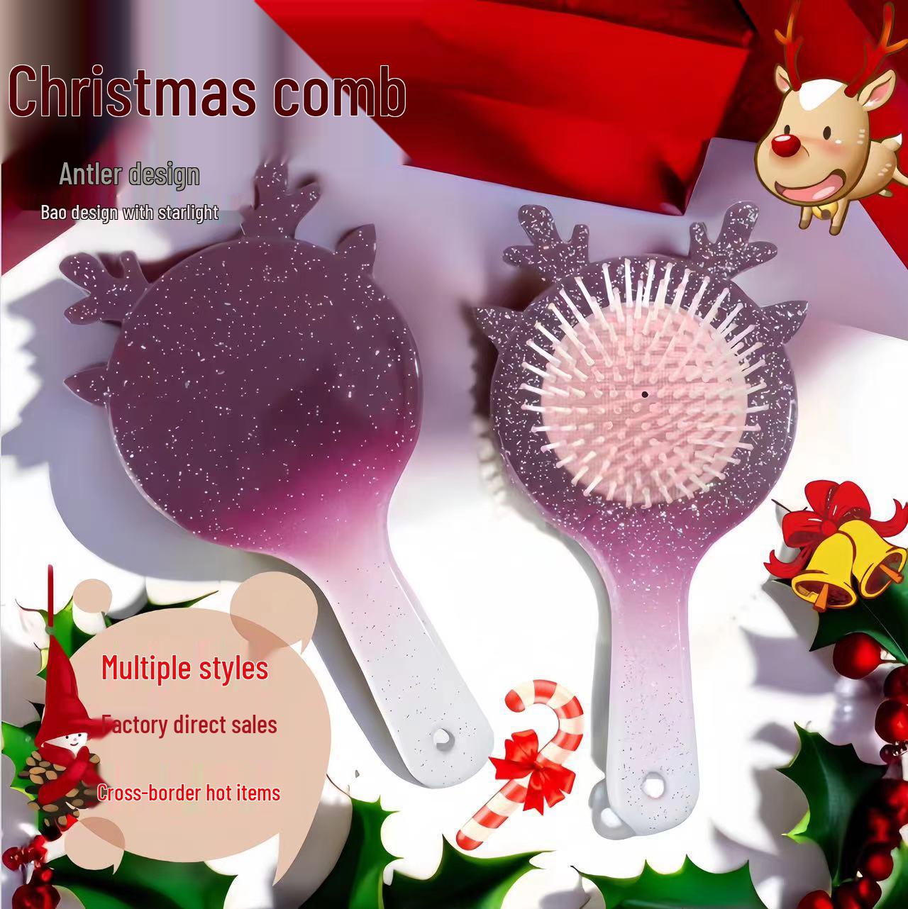 Christmas Star Antler Cushion Comb Set: Scalp Meridian & Hairdressing Massage Airbag Comb 19.5*9.5*3 cm, 80 g
Christmas Star Antler Cushion Comb Set: Scalp Meridian & Hairdressing Massage Airbag Comb 19.5*9.5*3 cm, 80 g